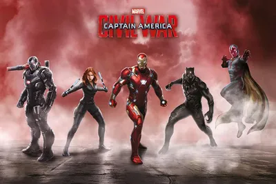 Produktbild von Captain America - Poster - Civil War - Team Iron Man + 1 Packung tesa Powerstrips® - Inhalt 20 Stück