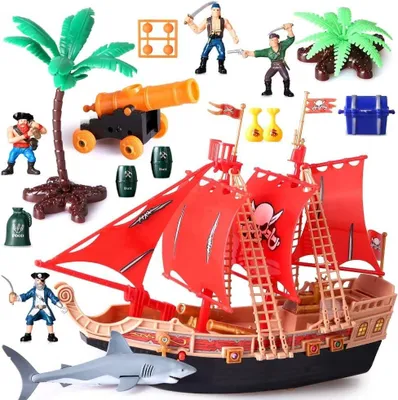 Productafbeelding van Solidchoice - Piratenschip Speelgoedset met Actiefiguren