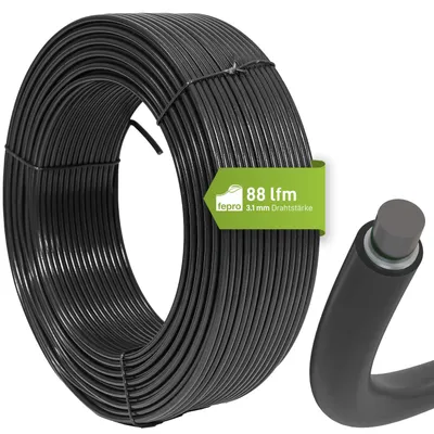 Obrázok produktu pre Napínací drôt Fepro® 3,1 mm x 88 m, antracitový, pozinkovaný a potiahnutý plastom - odolný vo?i poveternostným vplyvom, ideálny na pletivo, oplotenie pre divú zver, záhradu alebo remeslá
