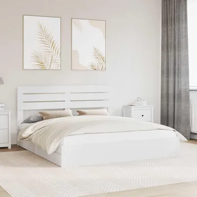 Obrázok produktu pre Maison Exclusive – posteľ s úložným priestorom a čelom Biela 180 x 200 cm Drevený materiál