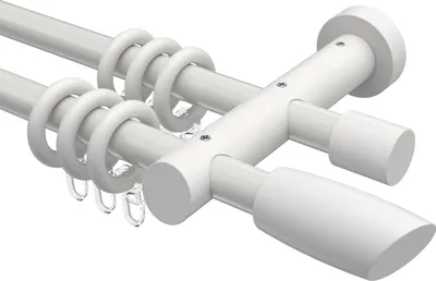 Produktbild von Interdeco Gardinenstange / Vorhangstange Weiß, Typ Talena Etta (Ellipse Schräge), 20 mm Ø 2-läufig, 280 cm