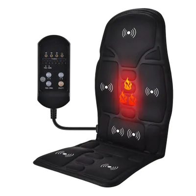 Zdjęcie produktu dla GGV Podgrzewana samochodowa poduszka masująca z pilotem, 12 V, 7,2 W, czarna
