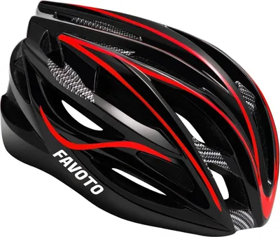 Produktbild von Favoto Fahrradhelm Erwachsene Abnehmbares Innenfutter Verstellbar Schwarz-Rot L