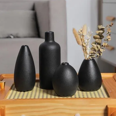 Produktbild von Famanu Keramische Vase Set von 4 - Moderne Dekovasen in Schwarz