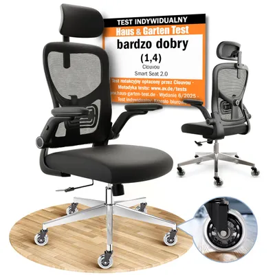 Zdjęcie produktu dla Krzesło biurowe CLOUVOU SmartSeat, krzesło do biurka, innowacyjne kółka, krzesło biurowe, krzesło komputerowe, krzesło obrotowe, ergonomiczne krzesło