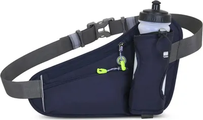 Produktbild von Bauchtasche mit Wasserflaschenhalter – Wasserabweisende Outdoor Hüfttasche für Laufen, Radfahren, Camping, Verstellbarer Sport-Taillenbeutel aus Nylon