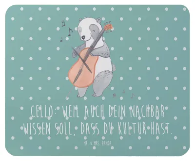 Produktbild von Mr. & Mrs. Panda Mouse Pad Cello Kultur - Meeresbrise - Geschenk, Nachbar, Orchester, Musiker, Musikinstrument, mauspad laptop, Mousepad, mousematte, Instrument, Musik