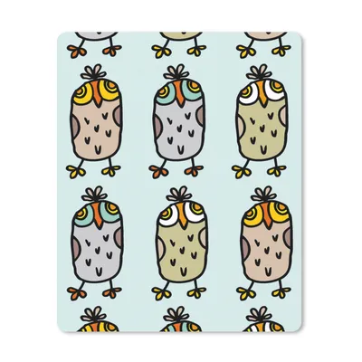 Produktbild von MuchoWow® Mauspad Mousepad Muster - Eule - Blau 19x23 cm - Mousepads - Maus Mat - Pad - Mausunterlage - Mauspads - Spielen