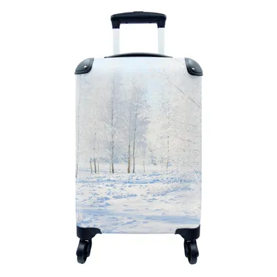 Produktbild von MuchoWow® Koffer Handgepäck Trolley Rollkoffer Kleine Reisekoffer mit 4 Rollen - Schnee - Bäume - Winter - Cabin Size < 55x40x23 cm & 55x40x20 cm - Fotokoffer - Kabinenkoffer - Boardgepäck - Reise-Box - Reisekoffer - Reisegepäck - Koffer mit Bild - Trolley für Kinder
