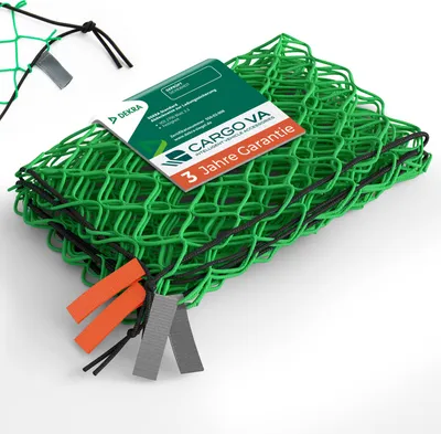 Produktbild von CargoVA® Anhängernetz 2x3M [DEKRA ] - Hängernetz mit Gummiseil und Eckenmarkierung - zur perfekten Ladungssicherung