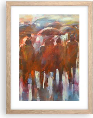Produktbild von Gerahmtes Poster - Rahmen in heller Eiche - Regenschirme Menschen Handwerk - 30x40 cm - Wand Bild - Wanddeko - Wandbilder - Wandposter - Bilderrahmen - Bilder - Kunstdruck - Wandbild - P2NPA30x40-4260