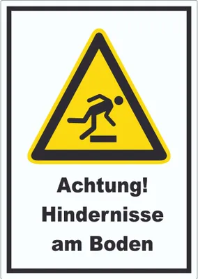 Produktbild von Achtung Hindernisse am Boden Aufkleber A9 (37x52mm)