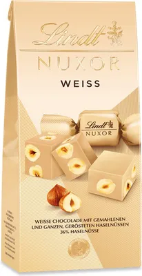Produktbild von Lindt Nuxor Weiß Schokolade mit Haselnüssen 103g
