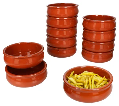 Zdjęcie produktu dla 12x BERLIN Cazuela miska bulwiasta Ø15.7cm gliniana rozmiar M śródziemnomorskie antipasti