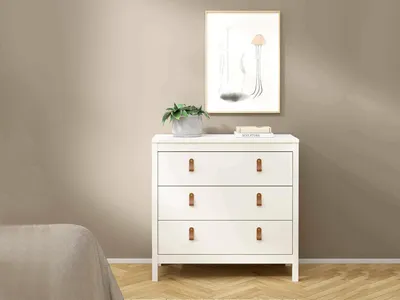 Image de Sagar - Commode, 82x38x80h cm Blanc, 3 Tiroirs