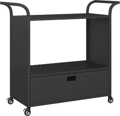 Immagine prodotto di Carrello da Bar con Cassetto Nero 100x45x97 cm in Polyrattan