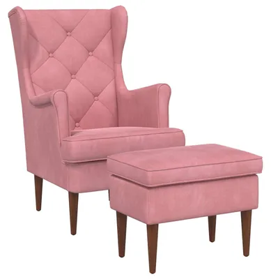 Image de vidaXL : 2 fauteuils avec repose-pieds, en velours rose