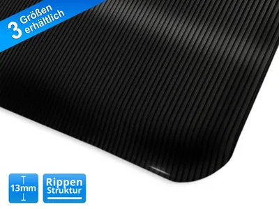 Image de Tapis anti-fatigue HeavyDuty Ripp | noir | 90 cm x 150 cm
