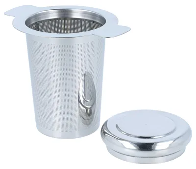 Produktbild von vhbw Teesieb für Küchenmaschine - Teefilter mit Deckel, Edelstahl, für 1 - 2,2 Liter Tee Silber