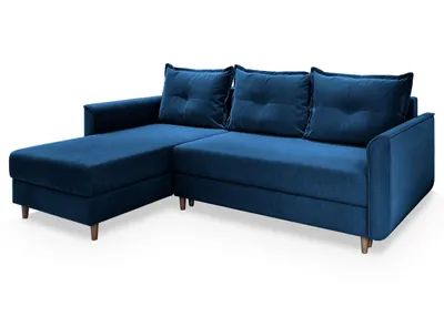Produktbild von Masseno Ecksofa PISAN L-S mit Schlaffunktion L-Form, Sofa mit Bettkasten, Wohnzimmersofa, Couch, Soffa, Bettsofa, Couchgarnitur- Blau, KRONOS 09