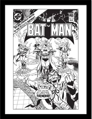 Produktbild von Batman - Gerahmtes Poster "Comic Joker Fireworks" PM9405 (40 cm x 30 cm) (Schwarz/Weiß)