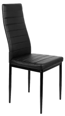 Obrázek produktu pro Jídelní židle, kuchyňské židle – sada 2 ks – kovová konstrukce – čalouněné sedáky – bez područek – moderní minimalistický styl – černé