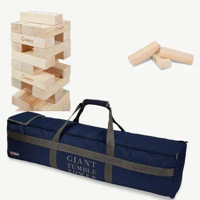 Produktbild von Gigantischer Wackelturm aus Hartholz mit Luxus Tasche
