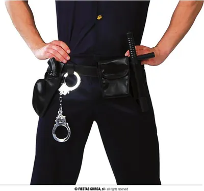 Immagine prodotto di Cintura da poliziotto con pistola giocattolo e accessori - Accessorio per costume da poliziotto