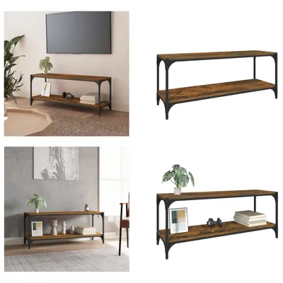 Obrázok produktu pre vidaXL TV skrinka údený dub 100x33x41 cm materiál na báze dreva a ocele - TV skrinka - TV skrinky - TV nábytok - TV stojan