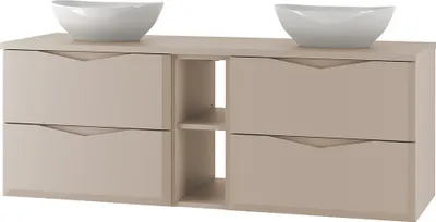 Produktbild von Waschtisch inkl. Waschbecken 140 cm breit in kaschmir DORIDA-140