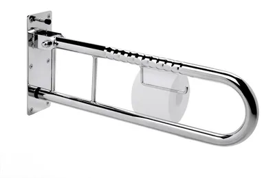 FRELU Stützklappgriff + Toilettenpapierhalter - 120kg - Fingergriff - Edelstahl Frelu SKG600TPF,SKG700TPF,SKG850TPF