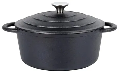 Image de Casserole en fonte avec couvercle en fonte - 22 cm - 2,6 litres - Noir