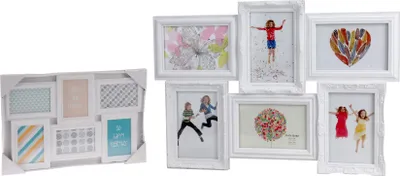 Produktbild von Bilderrahmen Fotorahmen 50x34,3CM weiss Landhaus 10x13 6 Bilder Shabby