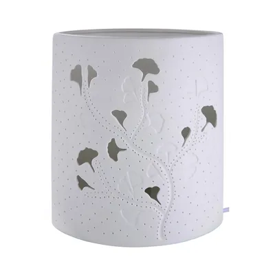 Produktbild von Gilde Tischleuchte, "Ginkgo", Ginkgomotiv, Porzellan, weiß, VE 1, L. 9 cm, B. 17 cm, H. 20 cm 32194 4063387321942