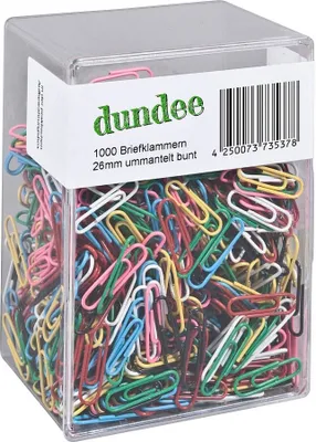 Produktbild von dundee Büroklammern farbsortiert kunststoffüberzogen, 1.000 St.
