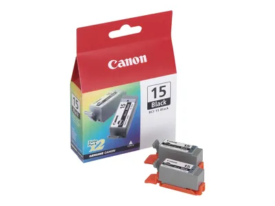 Produktbild von Canon BCI-15BK Tinte Schwarz (Doppelpack), Schwarz, Tinte auf Pigmentbasis, 2 Stück(e), 242 Seiten, Multipack