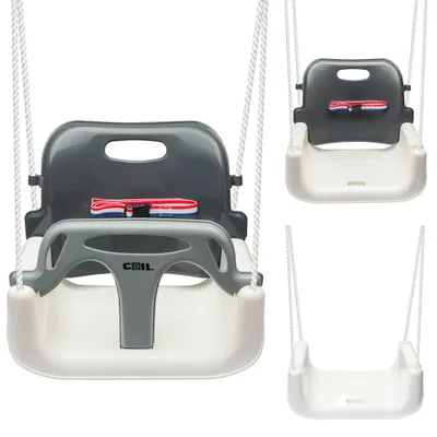 Produktbild von COIL Babyschaukel, Kinderschaukel, 3in1 Babysitz verstellbar und mit wachsend Schaukelsitz Gartenschaukel mit Rückenlehne und Anschnallgurt, Weiß