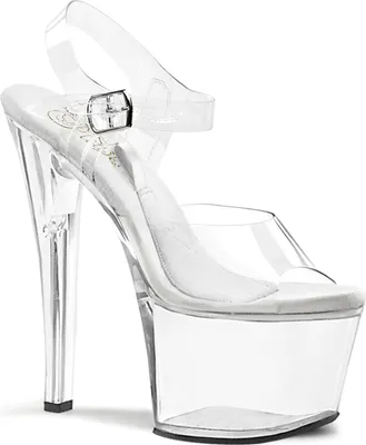 Produktbild von TREASURE-708 Pleaser vegane Damen High Heels Plateausandaletten Bodenfach klar