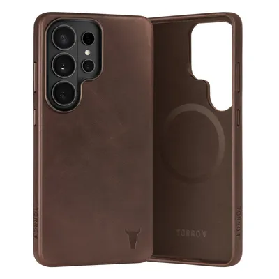 Image de Étui bumper en cuir TORRO Galaxy S26 Ultra - Marron foncé