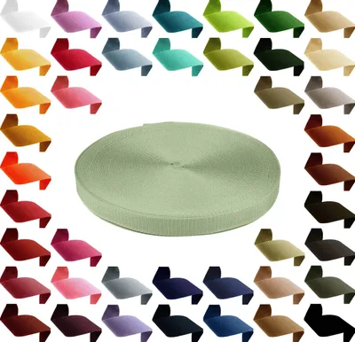 1m Gurtband, Polypropylen, 25mm breit, 1,3mm stark, hellolivgrün