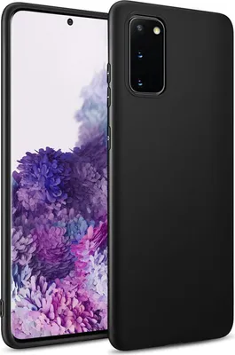 A black smartphone case is shown on a white background, with the phone screen visible behind it.