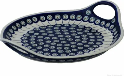 Produktbild von Original Bunzlauer Keramik Serviertablett rund mit Henkel Ø33,5 cm im Design 8