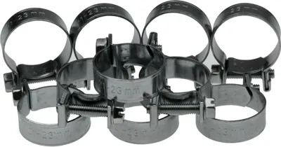 Produktbild von 10 x Mini Schlauchklemmen-Sortiment Rundziehende Schlauchschellen Satz 21-23 mm