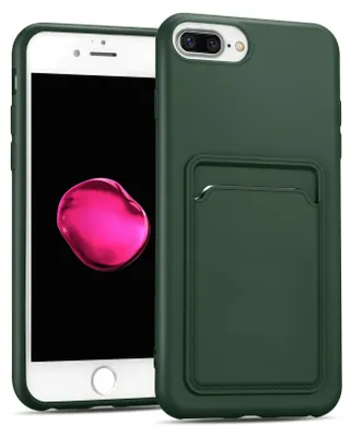 Immagine prodotto di Custodia per telefono cellulare per Apple iPhone 7 Plus / 8 Plus copertura protettiva in silicone con slot per schede Slim Wallet Case, verde