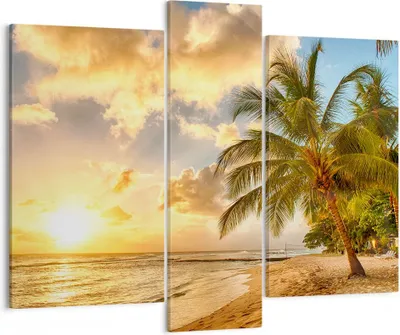 Produktbild von Bild auf Leinwand - Leinwandbild - Strand Meer Palme - 95x80cm - Wand Bild - Wanddeko - Wandbilder - Leinwanddruck - Bilder - Kunstdruck - Wanddekoration - Leinwand bilder - Wandkunst - CB95x80-3606