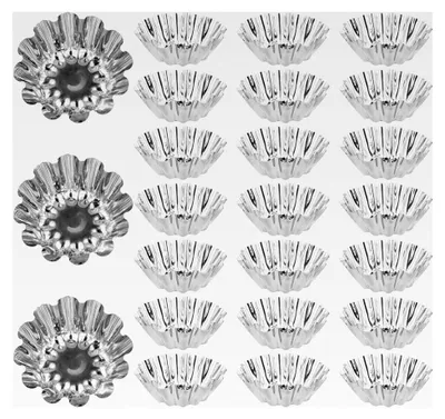 Produktbild von 25 Stück Mini-Tarteformen, Quicheformen, Backformen Set aus Edelstahl, Muffinformen, Backwerkzeug für Pudding, Kuchen, Muffins