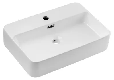 Immagine prodotto di Lavabo da appoggio rettangolare 55x38 cm in Vetroceramica bianca lucida