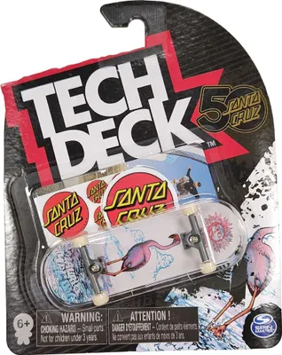 Zdjęcie produktu dla Tech Deck Fingerboard Skateboard Santa Cruz Pink Flamingo + Naklejka