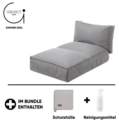 Immagine prodotto di Letto prendisole da esterno Blomus STAY, completo di copertina protettiva gratuita e detergente, colore Stone, dimensioni 80 x 190 cm