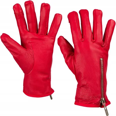 Imagen del producto de Guantes de cuero para mujer con forro de piel, color rojo, marca Beltimore, talla XL